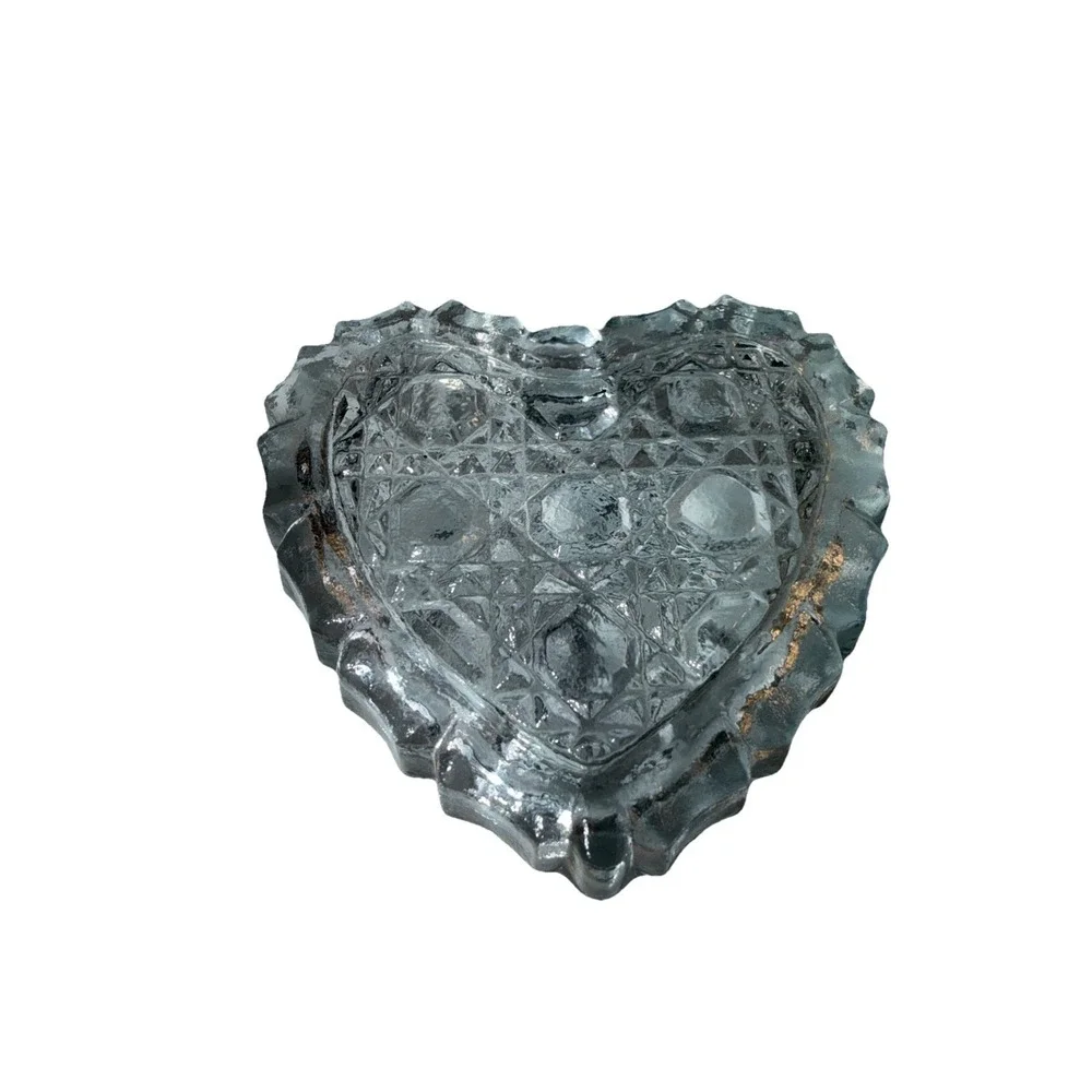 Heart Shaped Jewel Crystal Glass Covered‎ Trinket Keepsake Box - 2.5 x 2.5
